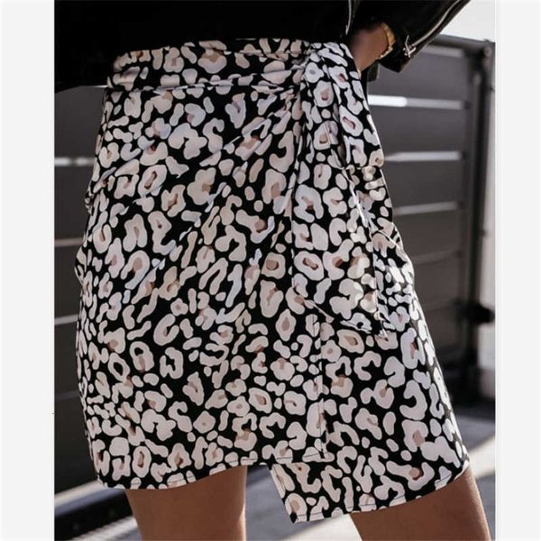

skirts minifalda de cintura alta con estampado leopardo para mujer, q10falda envolvente informal, bandage floral, dlcw, Black