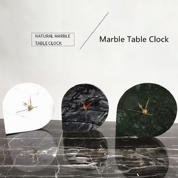 

desk & table clocks natural marble clock light luxury home decoration ornaments living room el deco watch