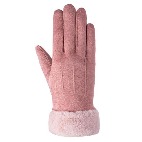 

five fingers gloves winter thermal women windproof warm cashmere mittens plush wrist touch screen driving cute skiing, Blue;gray