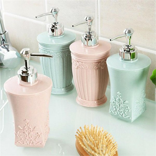

storage bottles & jars 400ml carved flower refillable pressed pump empty shampoo lotion hand wash soap sanitizer shower gel container bottle