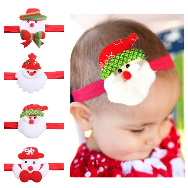

baby christmas headband red santa claus snowman ribbon head hair band cartoon boutique for party, Slivery;white