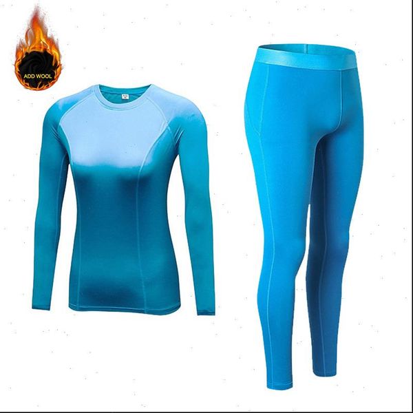 

set winter thermal fleece women tracksuits sportsuits long sleeve running t shirts warmer pants add wool sportswear sleepwear, Gray