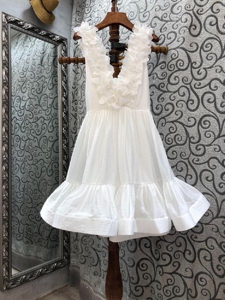 

dresses linen spring summer style women v-neck cascading ruffle floral deco sleeveless white red club, Black;gray