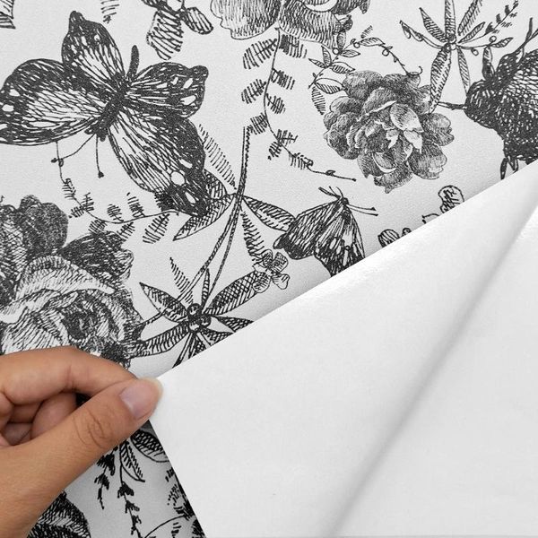 

wallpapers vintage rose peel and stick wallpaper black white floral butterfly wall paper pvc removable self adhesive covering roll