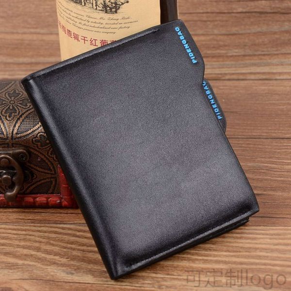 

the wallet pidengbao men's wallet card bag zipper short driver's license wallet, Black