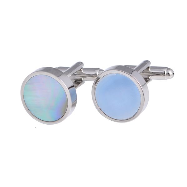 

wholesale natural pearl shell blank cufflinks and tie clip, Silver