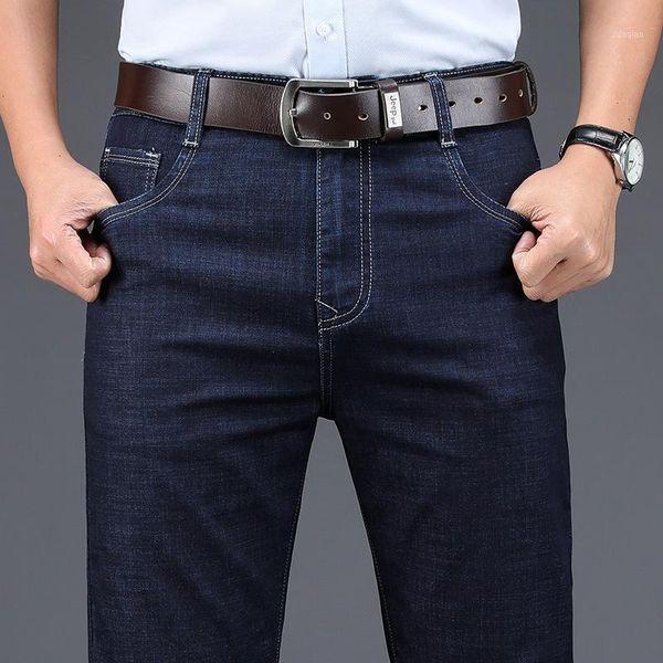 

men's jeans men, autumn thin pants, loose straight stretch business casual spring and denim, Blue