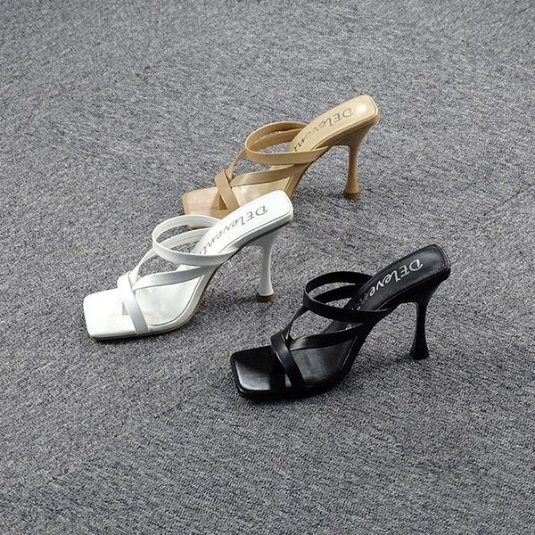 

women high heel sandals open toe square footwear large size 43 summer, Black