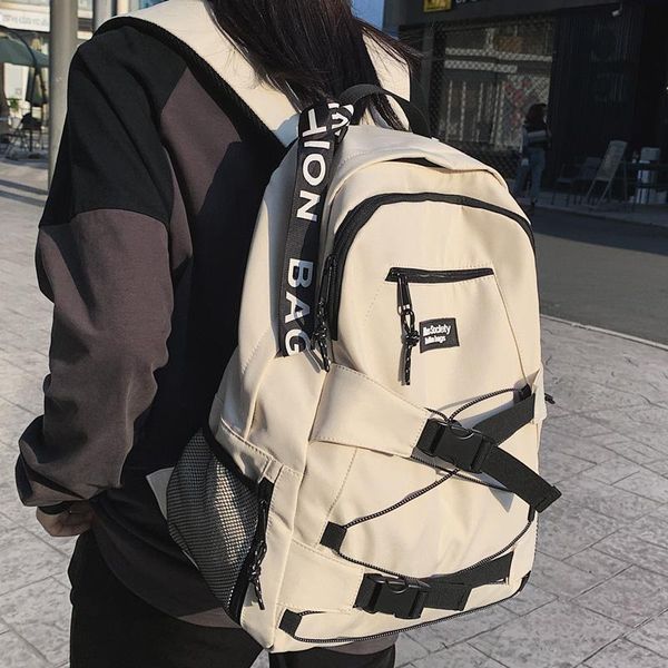 

backpack dcimor large capacity reflective drawstring women waterproof nylon schoolbag for college students couples travel bag