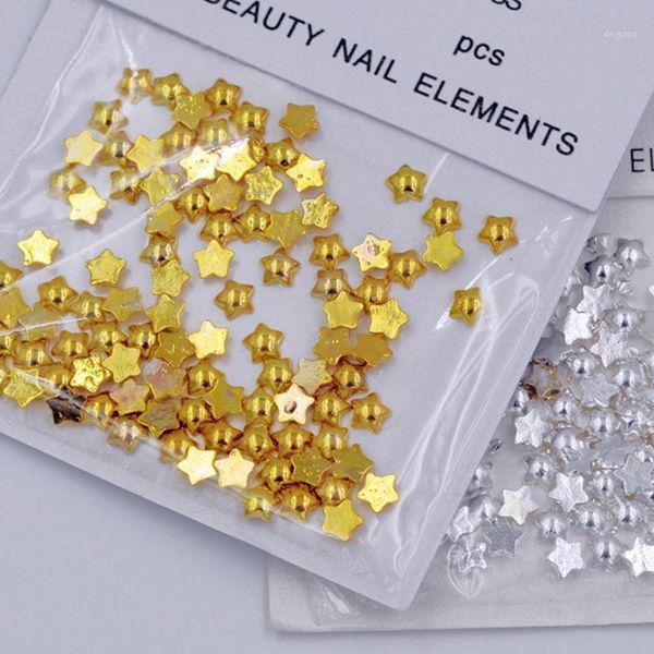

packs mixed gold silver flat back 3d metal stars nail art decorations rhinestones studs nails accessoires suplies tool 3.5mm1, Silver;gold