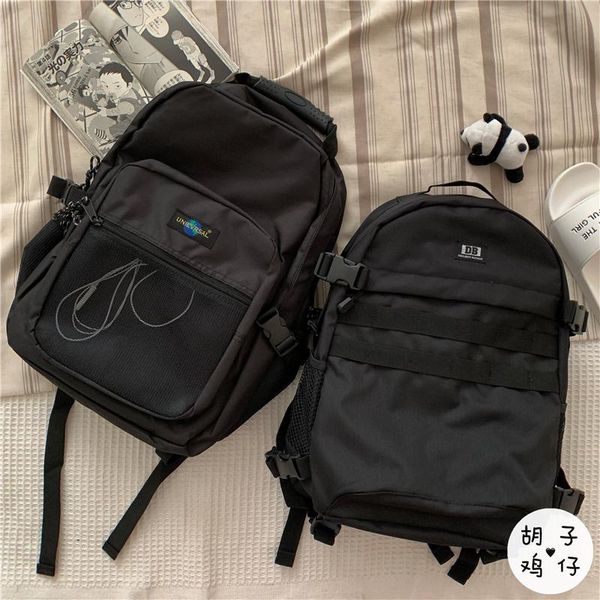 

dark functional tooling style backpack retro fashion male and female student schoolbag