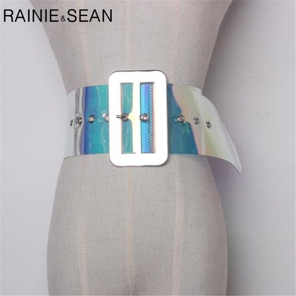 

belts wide transparent big metall buckle pvc women cummerbund colourful ladies high fashion dress for, Black;brown
