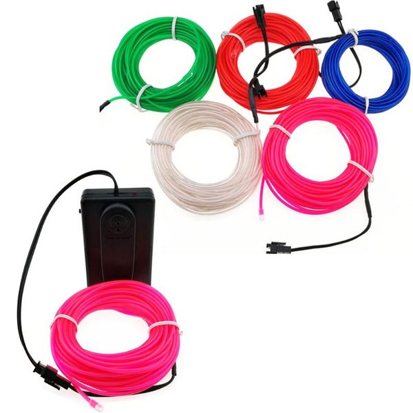 

strips 3m/5m flexible neon light glow el wire rope tape cable strip led lights shoes clothing car decor waterproof
