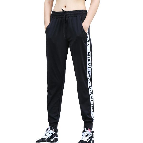 

women's pants & capris korean version of large size quick-drying letter lady harlan casual running loose fitness for women, Black;white
