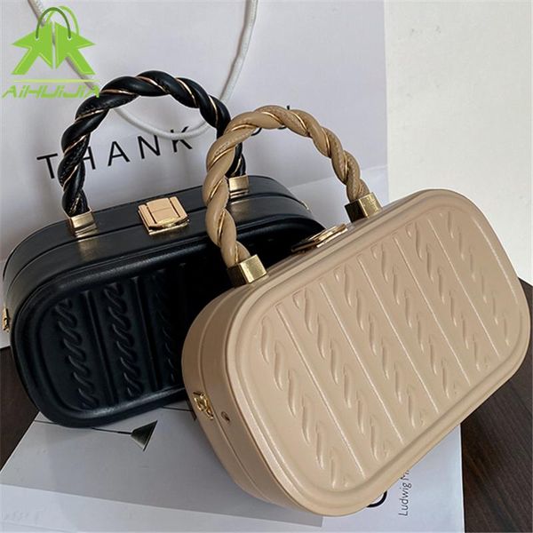 

shoulder bags 2021 pu leather box women messenger fashion chain trend luxurious hand simplicity solid color casual crossbody bag