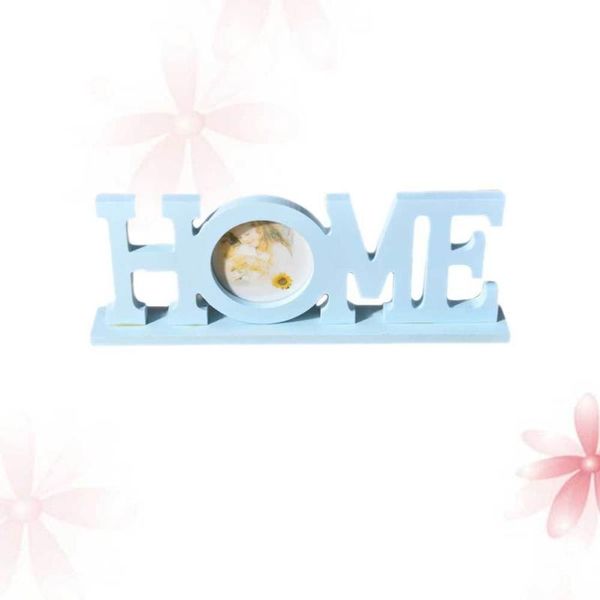 

letter po frame wooden unit deskcreative background sky-blue frames