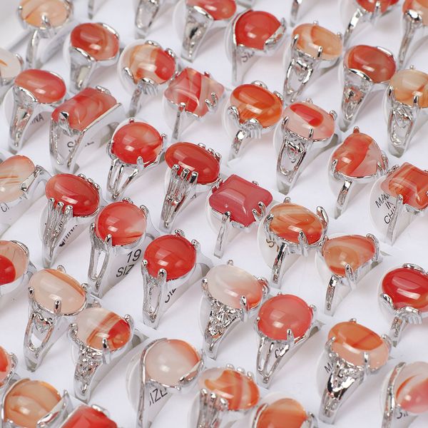 

wholesale bulk 50pcs mix style natural stone silver plated ring band wedding engagement xmas gift