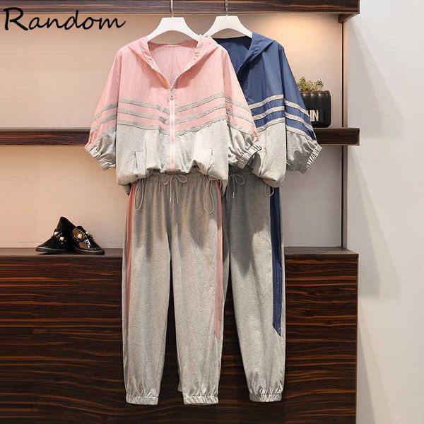 

summer clothes women large plus size -5xl sports suit and pant two piece sportweartracksuit matching set run outfit 210707, White