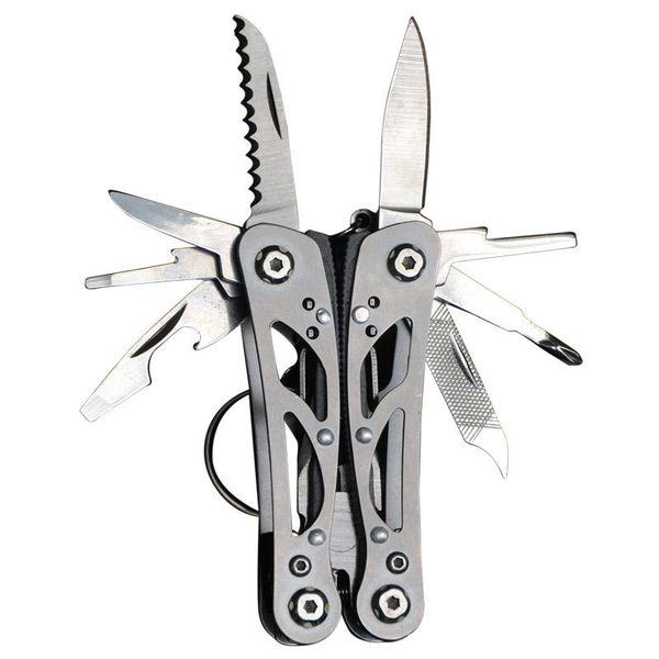 

keychains axeman multifunction tool knife scissor bottle opener screwdriver keychain/ring saw 13 in 1 portable travel kits, Silver