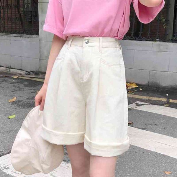 

long jean summer high waist womens short white denim harajuku knee length bermuda for, White;black