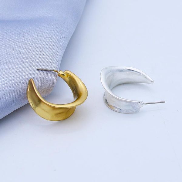 

stud srcoi fashion punk alloy c shape geometric earrings twist metal statement vintage jewelry for friends retro bijoux, Golden;silver