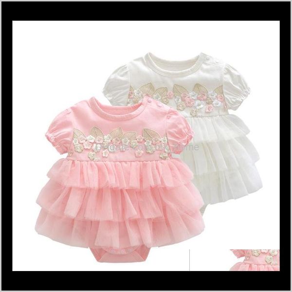 Strampler Jumpsuitsrompers Baby Mutterschaft Drop Lieferung 2021 Sommerkleid Taufe Geborenes Mädchen Kleidung Rosa Kinder Blumenkleider Für Mädchen Hochzeit