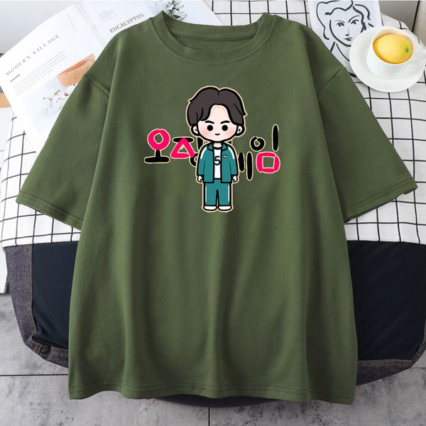

squid game cosplay costume short sleeve li zhengjae same print t-shirt 456 218 men women summer fashion casual cool t shirt, White