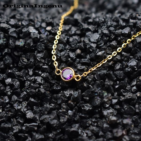 

gold filled necklaces jewelry handmade purple zircon pendant dainty choker, Silver
