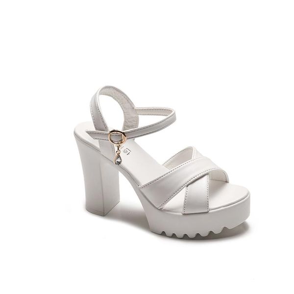 

summer fish mouth thick with sandals women's fashion platform waterproof buckle high heels., Black