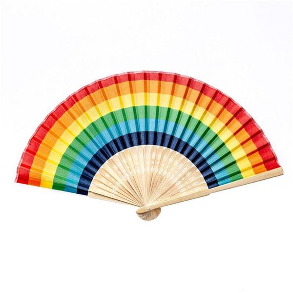 

summer rainbow handheld folding fan for wedding party decoration festival dance performance supplies other home decor