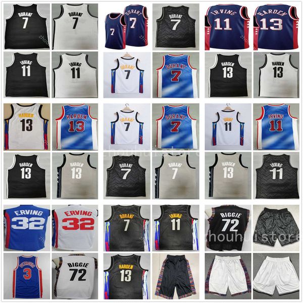 

2021/22 mens 75th anniversary 7 kyrie 11 kevin 72 irving biggie durant 13 harden basketabll jersey 2021 ncaa jerseys black grey blue brookly, Black;red