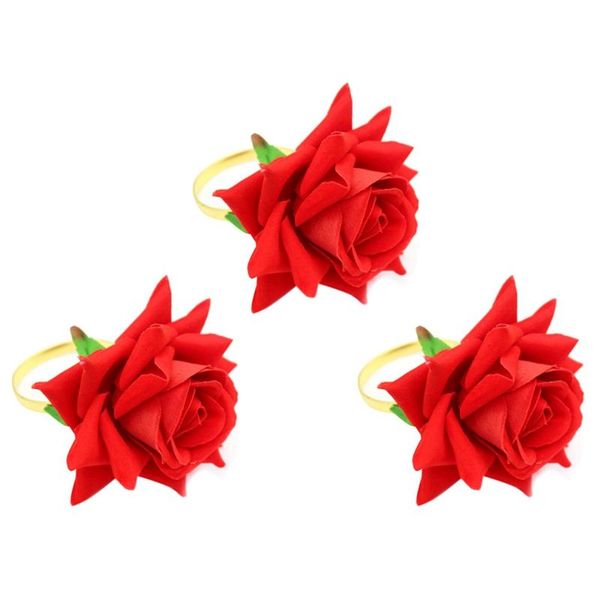 

napkin rings 3pcs simulated rose buckles el wedding decor valentine's day button-abux