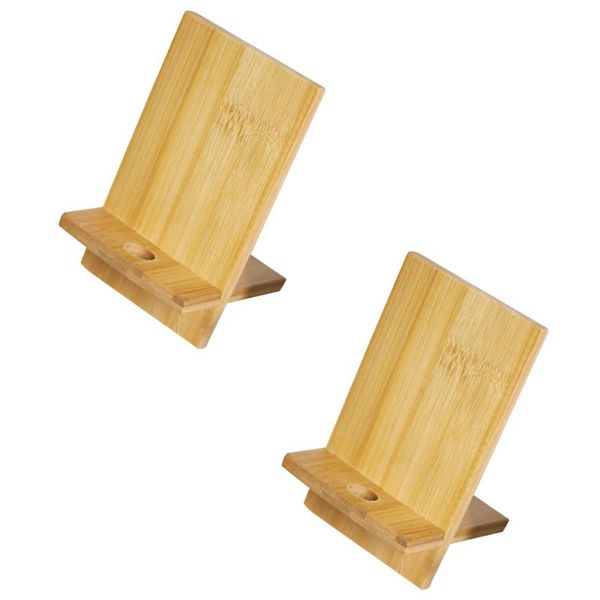 

cell phone mounts & holders 2pcs bamboo holder universal tablet stand desksmartphone bracket for home office (with charging hole)