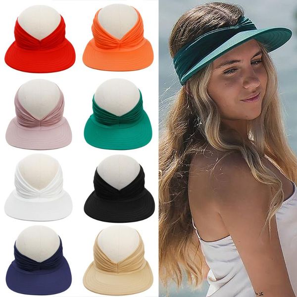 

summer women sun hat adjustable oversized brim elastic hollow cap fashion anti-ultraviolet sport casual visor wide hats, Blue;gray
