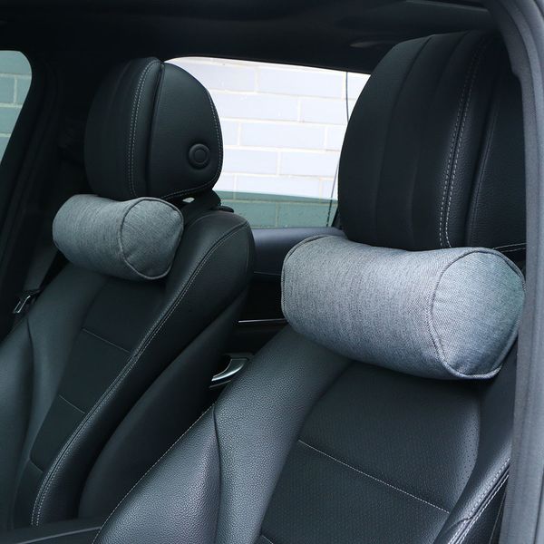 

1 pc linen cylindrical car long-distance rest headrest protection cervical vertebra auto pillow