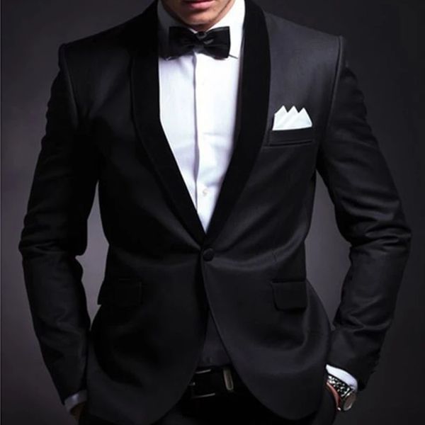 

men's suits & blazers black wedding suit for groom 2 lean male fit define custom shawl lapel prom jacket business 2021 pants, White;black