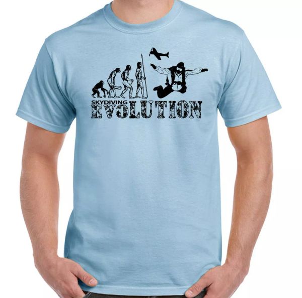 

parachute jump men t-shirt funny evolution fall parachuting, White;black