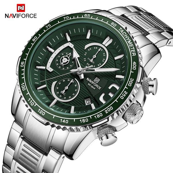 

wristwatches 2021naviforce watches men luxury sport quartz wristwatch stainless steel water ressistance watch male clock relogio masculino, Slivery;brown
