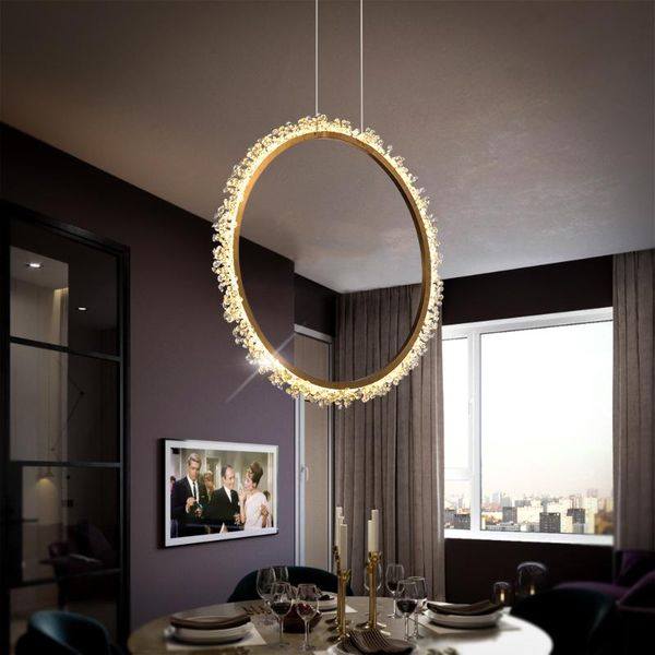 

chandeliers gold led crystal chandelier light for dining room stainless steel lighting home decor modern round hanging lamps fxtures