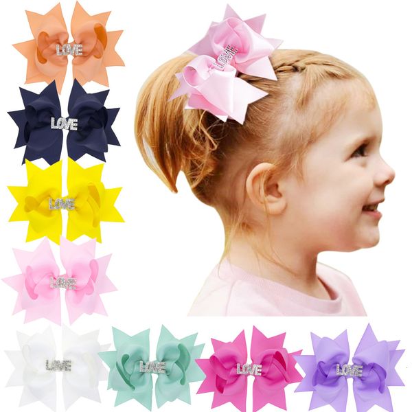 

hair accessories baby girls barrettes clips kids bow hair accessories rhinestone love decor bowknot clip children grosgrain ribbon pins kfj6, Slivery;white