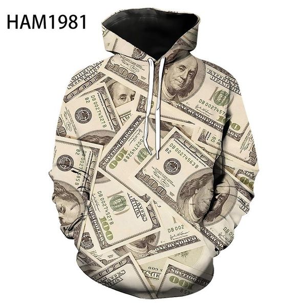 

money hoodie youth student 3d print 2021 spring autumn cool breathability simple sweatshirt long sleeve men's hoodies & sweatshirts, Black