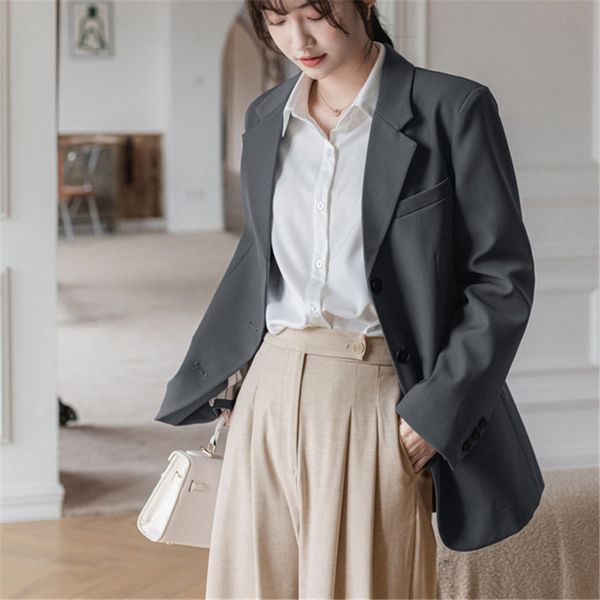 

vintage brief elegance gentle streetwear all match women chic ol jackets female outwear blazers plus size coats 210421, White;black