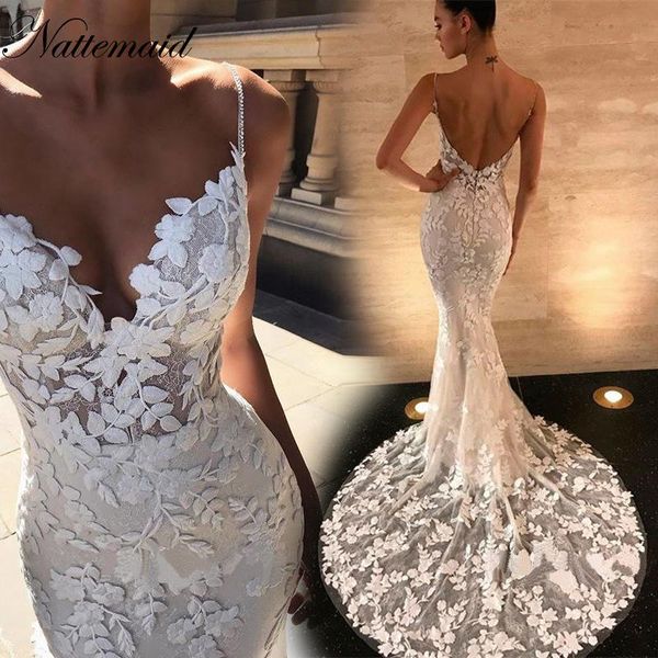 

casual dresses nattemaid lace embroidery wedding dress women backless mermaid evening v neck floor length maxi long dress2021, Black;gray