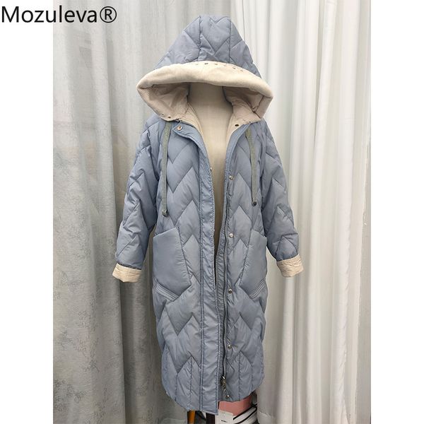 

down jacket winter women's middle long knee hooded white duck woman women coats 210427, Black