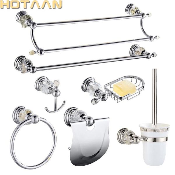 

luxury crystal silver bathroom accessories set chrome polished brass bath hardware wall mounted products banheiro accessory