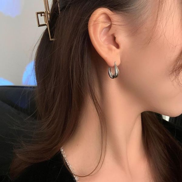 

sterling silver geometric hoop earrings for women men irregular punk fine jewelry wholesale & huggie, Golden;silver