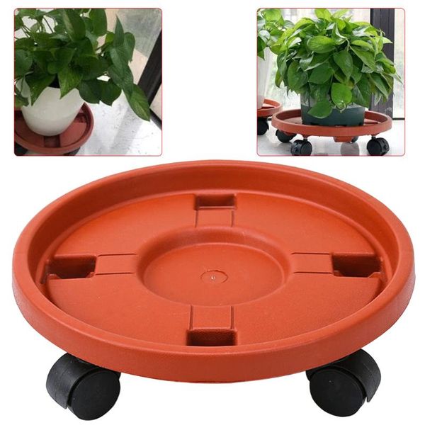 

plant pallet caddy pot tray plants stand with 4 wheels round flowers mover anti water leak indoor rolling planter planters & pots