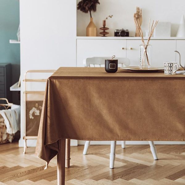 

retro velvet table cloth nordic light brown tablecloth home soft luxury cover obrus tafelkleed mantel mesa nappe