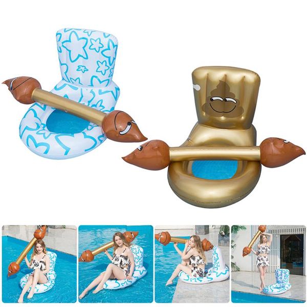 

inflatable floats & tubes 2pcs funny floating row toilet seat shaped float chair swimming ring outdoor water buoyancy toys for teenagers adu