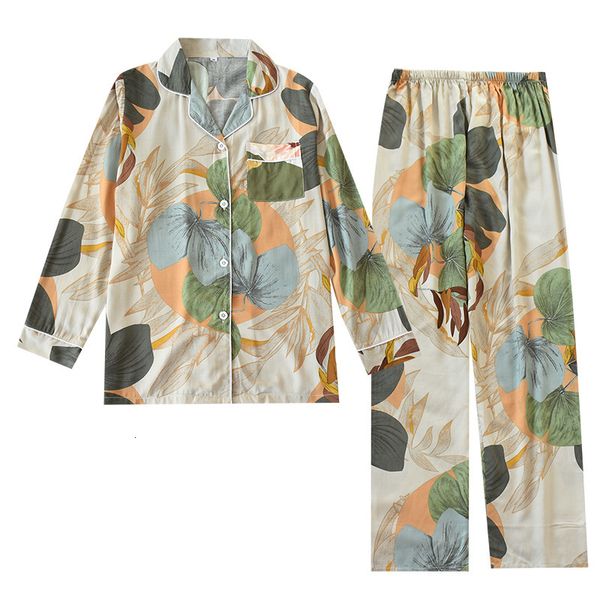 

women's sleepwear summer cotton pajama set pure print fashion long sleeve suit pyjamas 885q, Black;red